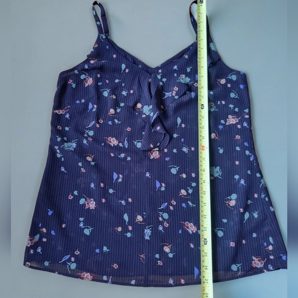Cabi Pinstripe Front Ruffle Floral Flowy Cami - Picture 11 of 11